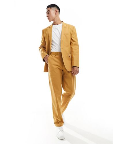 Pantaloni da abito dritti color ruggine in misto lino - ASOS DESIGN - Modalova