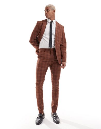 Pantaloni da abito super skinny color pietra a quadri tono su tono - ASOS DESIGN - Modalova