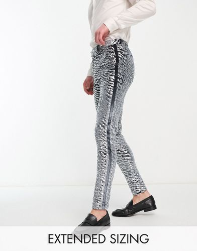 Pantaloni da abito super skinny in velluto con paillettes - ASOS DESIGN - Modalova
