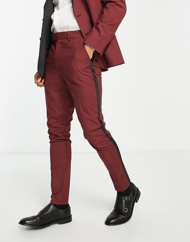 Pantaloni da abito skinny bordeaux stile smoking - ASOS DESIGN - Modalova