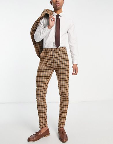 Pantaloni da abito skinny in misto lana marroni a quadri - ASOS DESIGN - Modalova
