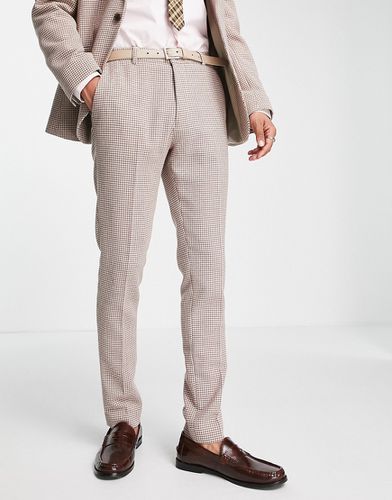 Pantaloni da abito skinny in misto lana pied de poule color pietra - ASOS DESIGN - Modalova