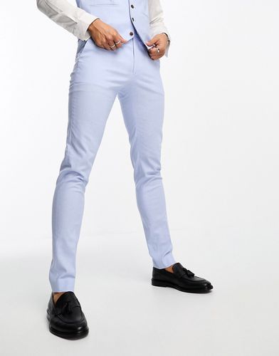 Pantaloni da abito skinny in misto lino azzurro pastello - ASOS DESIGN - Modalova