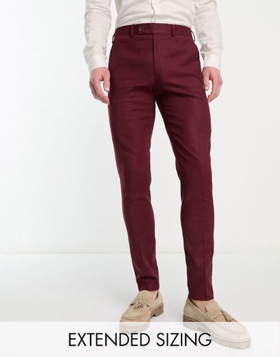 Pantaloni da abito skinny in misto lino bordeaux - ASOS DESIGN - Modalova