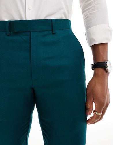 Pantaloni da abito skinny in misto lino -azzurro - ASOS DESIGN - Modalova