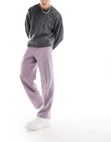 Pantaloni eleganti a fondo ampio in misto lana con motivo a spina di pesce - ASOS DESIGN - Modalova