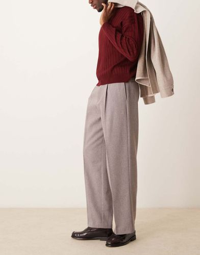 Pantaloni eleganti a fondo ampio chiaro in misto lana - ASOS DESIGN - Modalova