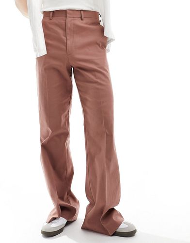 Pantaloni eleganti a zampa stile vintage in misto lino color terracotta - ASOS DESIGN - Modalova