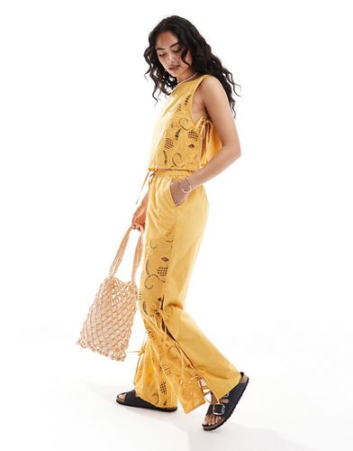 Pantaloni premium gialli con lacci e cut-out - ASOS DESIGN - Modalova