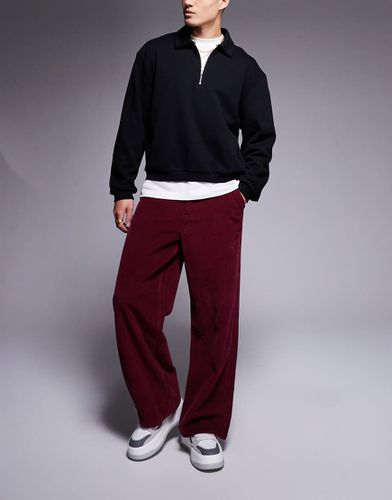 Pantaloni super ampi in velluto a coste bordeaux - ASOS DESIGN - Modalova