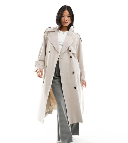 ASOS DESIGN Petite - Trench in misto lino color pietra - ASOS Petite - Modalova