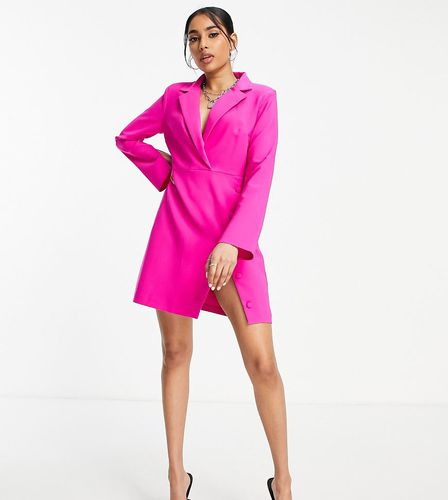 ASOS DESIGN Petite - Vestito corto stile blazer color magenta con bottoni e gonna con spacco - ASOS Petite - Modalova