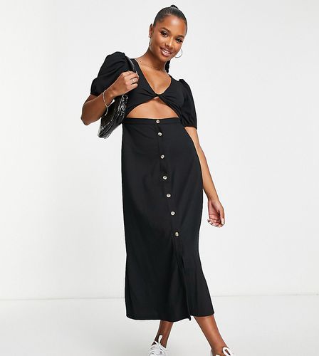 ASOS DESIGN Petite - Vestito da giorno midi a maniche corte con incrocio sul davanti e bottoni - ASOS Petite - Modalova