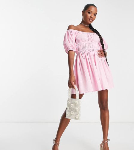 Petite - Vestito milkmaid da mare con spalle scoperte - ASOS DESIGN - Modalova