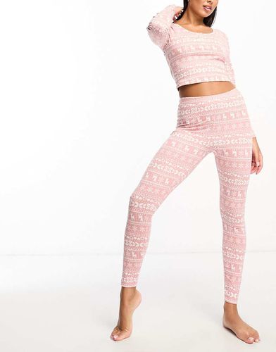 Pigiama natalizio con motivo Fair Isle composto da top a maniche lunghe e leggings - ASOS DESIGN - Modalova