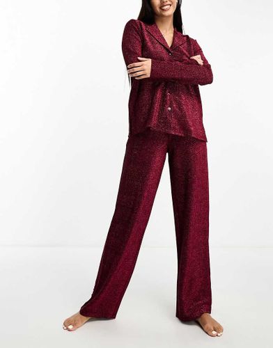 Pigiama glitterato con camicia e pantaloni - ASOS DESIGN - Modalova