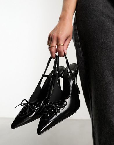 Primadonna - Scarpe con tacco alto nere con lacci, fiocco e cinturino sul retro - ASOS DESIGN - Modalova