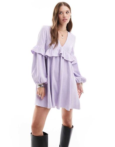 Robe courte babydoll en velours côtelé avec détail à volants - Lilas - Asos Design - Modalova