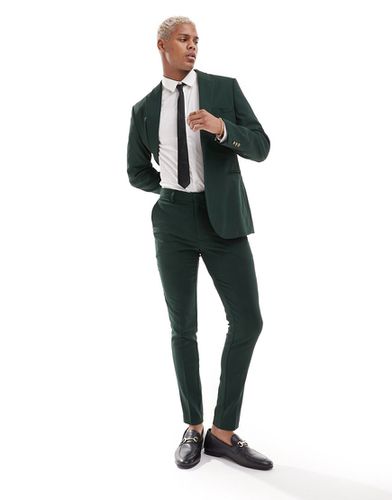 Wedding - Pantaloni da abito super skinny color bosco microtesturizzato - ASOS DESIGN - Modalova