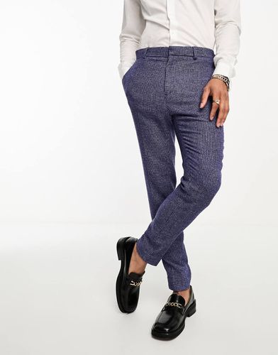 Wedding - Pantaloni da abito super skinny in misto lana scuro pied de poule - ASOS DESIGN - Modalova