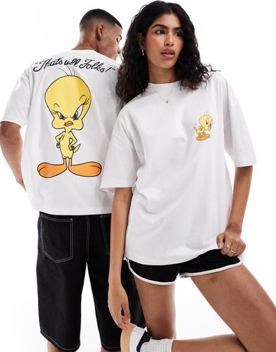 T-shirt unisex oversize bianca con stampa "Looney Tunes Tweetie Pie" - ASOS DESIGN - Modalova