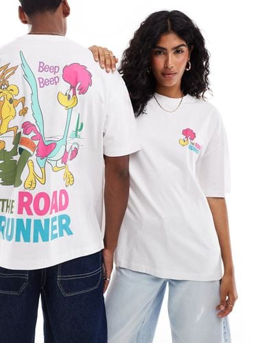 T-shirt unisex oversize bianca con stampe "Looney Tunes Road Runner" - ASOS DESIGN - Modalova