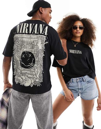 T-shirt unisex oversize nera con stampa dei Nirvana - ASOS DESIGN - Modalova