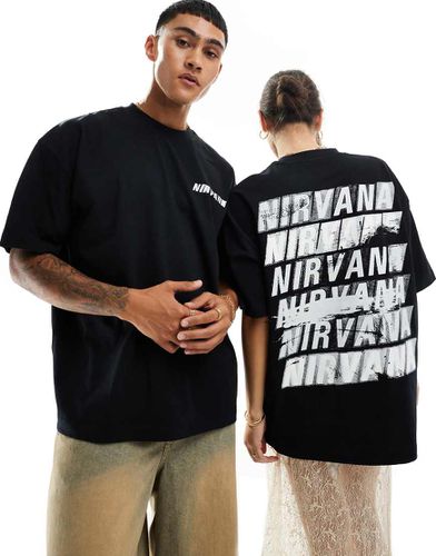 T-shirt unisex oversize nera con stampa dei Nirvana - ASOS DESIGN - Modalova