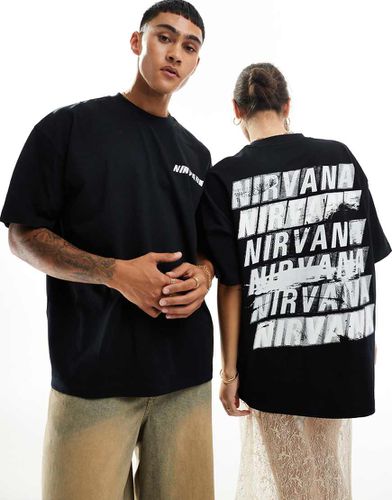 T-shirt unisex oversize nera con stampa dei Nirvana - ASOS DESIGN - Modalova