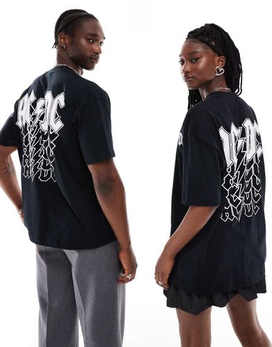 T-shirt unisex oversize nera con stampe "AC/DC" su licenza - ASOS DESIGN - Modalova