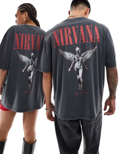 T-shirt unisex oversize slavato con grafiche della band "Nirvana" con angelo su licenza - ASOS DESIGN - Modalova