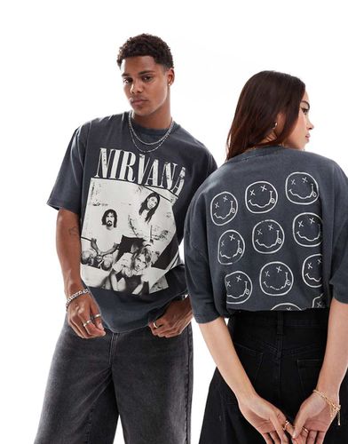 T-shirt unisex oversize slavato con stampe e ricamo "Nirvana" su licenza - ASOS DESIGN - Modalova