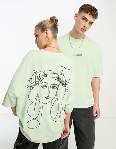 T-shirt unisex oversize chiaro con stampa "Picasso" su licenza - ASOS DESIGN - Modalova