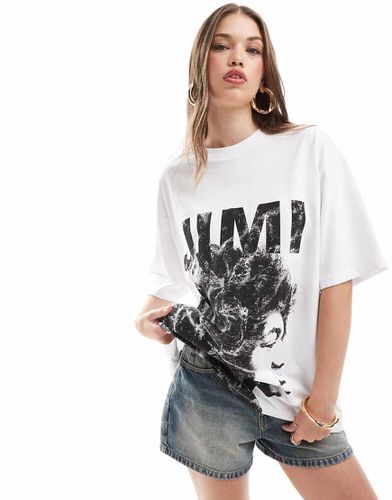 T-shirt vestibilità boyfriend bianca con stampa Jimi Hendrix su licenza - ASOS DESIGN - Modalova