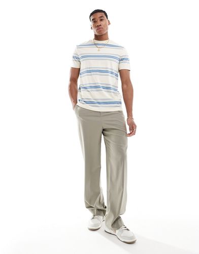 T-shirt vestibilità standard beige a righe blu - ASOS DESIGN - Modalova