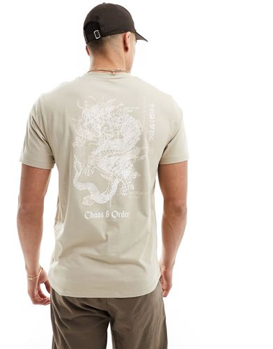 T-shirt beige con stampa di souvenir sul retro - ASOS DESIGN - Modalova