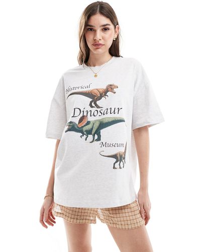 T-shirt boyfriend ghiaccio mélange con grafica di dinosauri - ASOS DESIGN - Modalova
