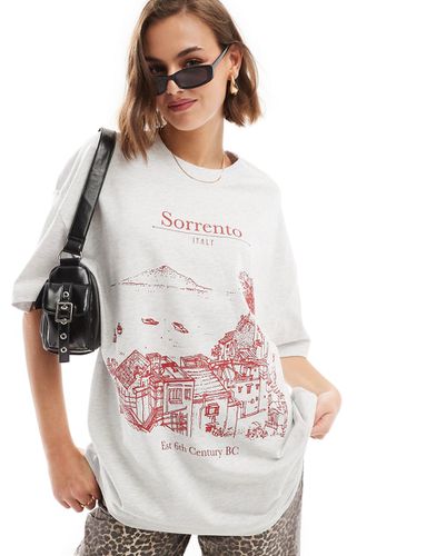T-shirt boyfriend pesante ghiaccio mélange con stampa fotografica di Sorrento - ASOS DESIGN - Modalova