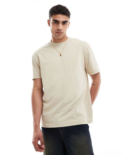 T-shirt comoda pesante beige slavato - ASOS DESIGN - Modalova