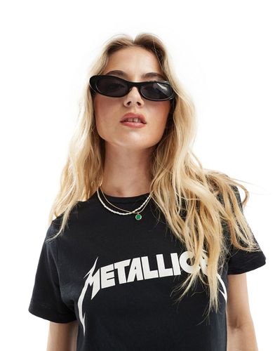 T-shirt corta antracite slavato con stampa su licenza dei Metallica - ASOS DESIGN - Modalova