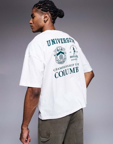 T-shirt coupe carrée oversize à épaules tombantes et motifs universitaires - Asos Design - Modalova