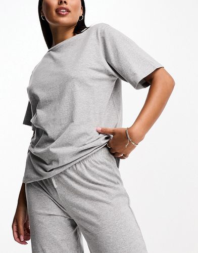 T-shirt del pigiama mix & match in cotone oversize mélange - ASOS DESIGN - Modalova