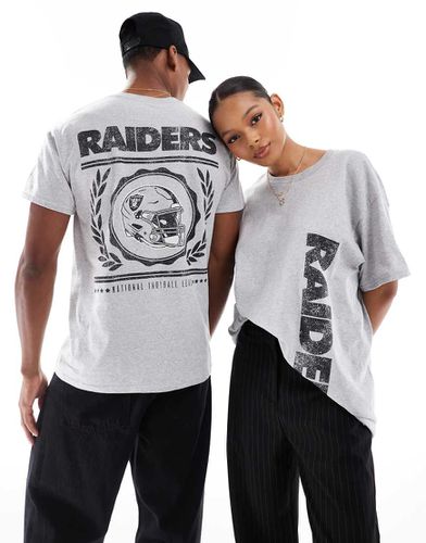 T-shirt grigia con stampa NFL su licenza dei Raiders - ASOS DESIGN - Modalova