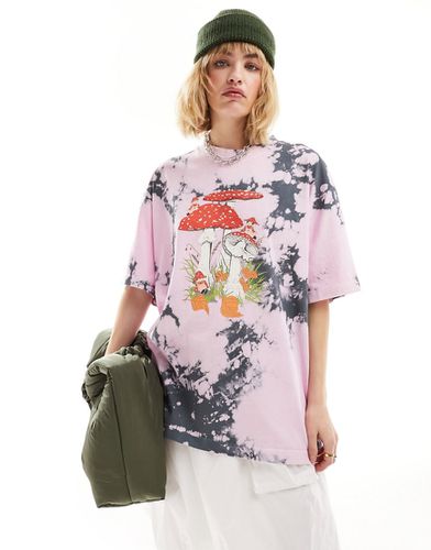 T-shirt oversize tie-dye con stampa di funghi - ASOS DESIGN - Modalova