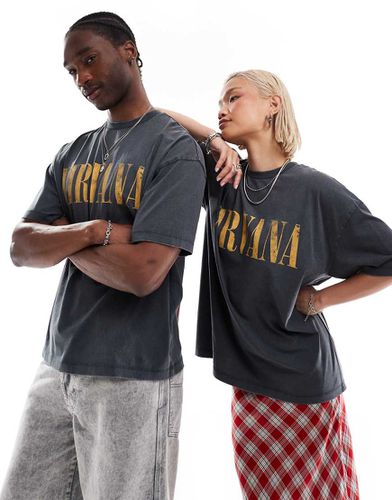 T-shirt oversize unisex con stampa su licenza dei Nirvana slavato - ASOS DESIGN - Modalova