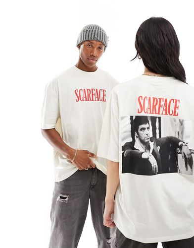 T-shirt oversize unisex écru con stampa di Scarface su licenza - ASOS DESIGN - Modalova