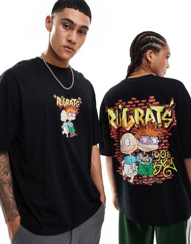 T-shirt oversize unisex nera con stampa dei Rugrats - ASOS DESIGN - Modalova