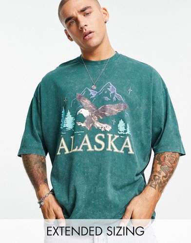 T-shirt oversize slavato con stampa "Alaska" vintage sul davanti - ASOS DESIGN - Modalova