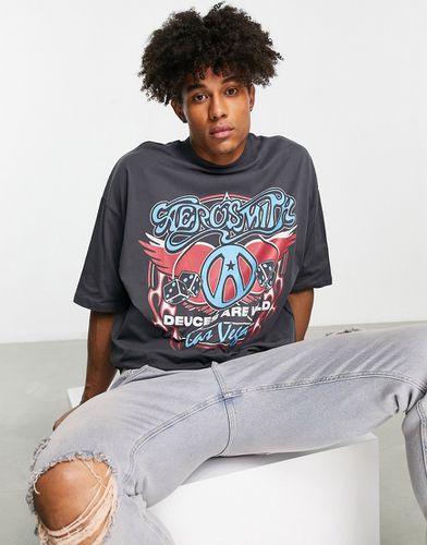 T-shirt oversize antracite con stampa degli Aerosmith - ASOS DESIGN - Modalova