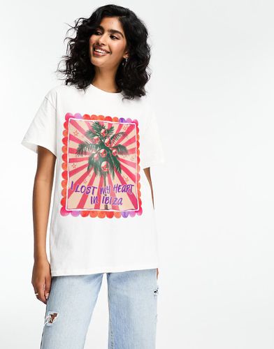 T-shirt oversize bianca con grafica "Ibiza" - ASOS DESIGN - Modalova